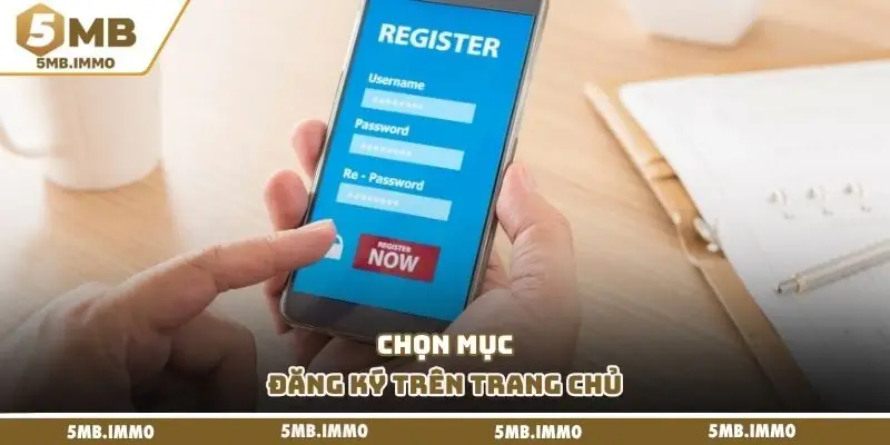 Chọn mục đăng ký trên trang chủ